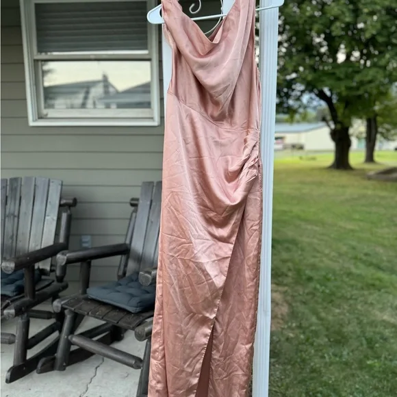 Show Me Your MuMu One-Shoulder Rose Gold Dress - Picture 6 of 9